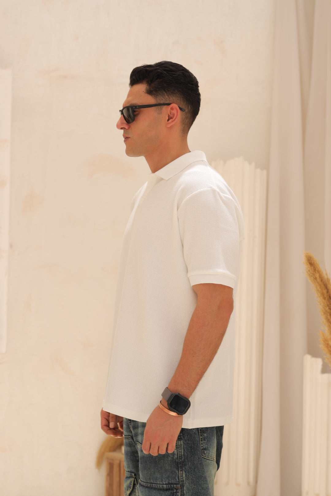 Buttonless Polo - White