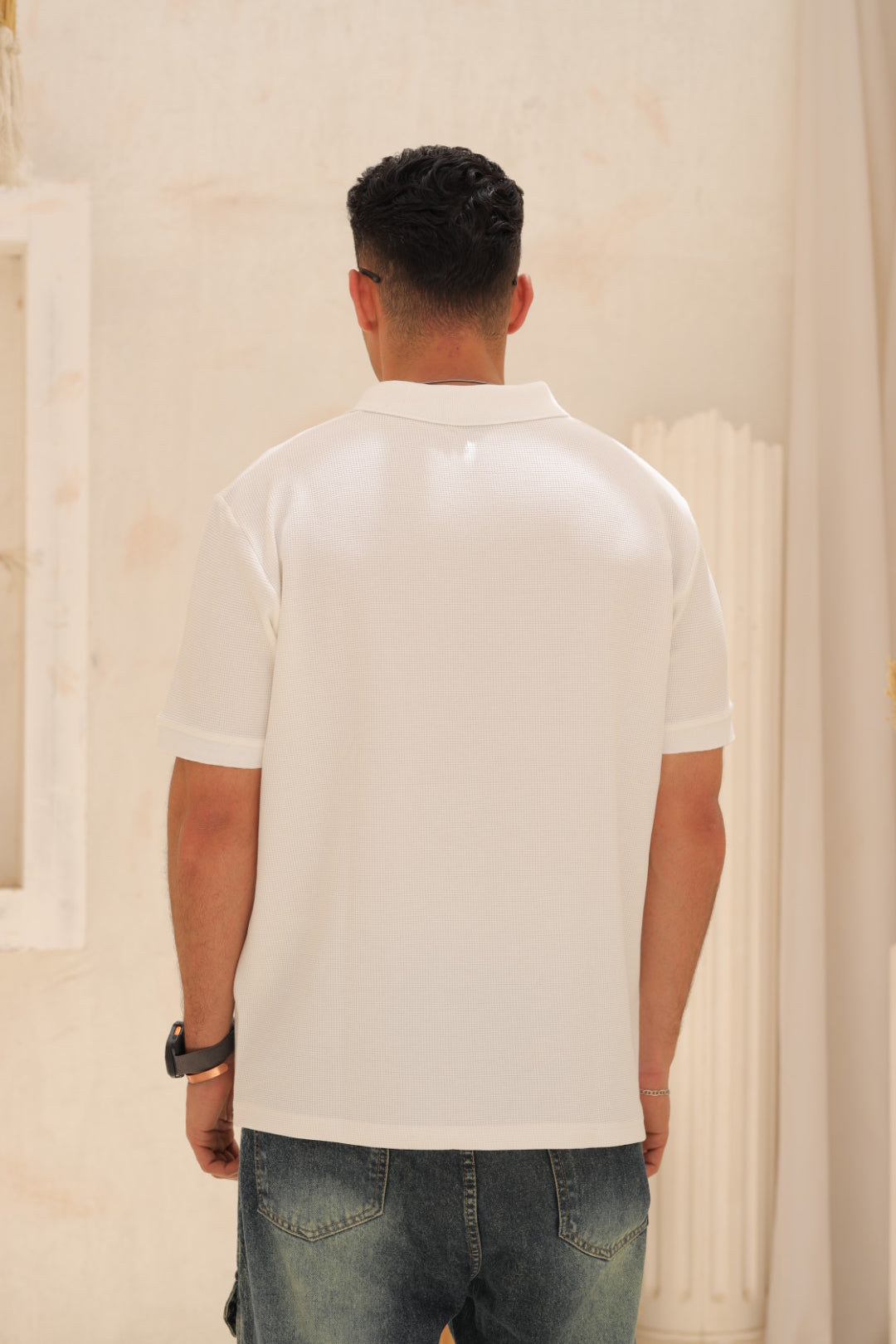 Buttonless Polo - White