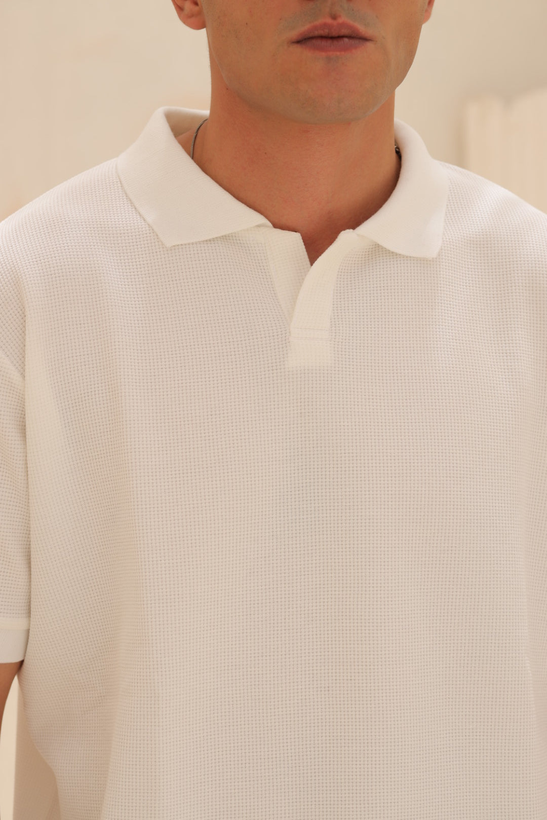 Buttonless Polo - White