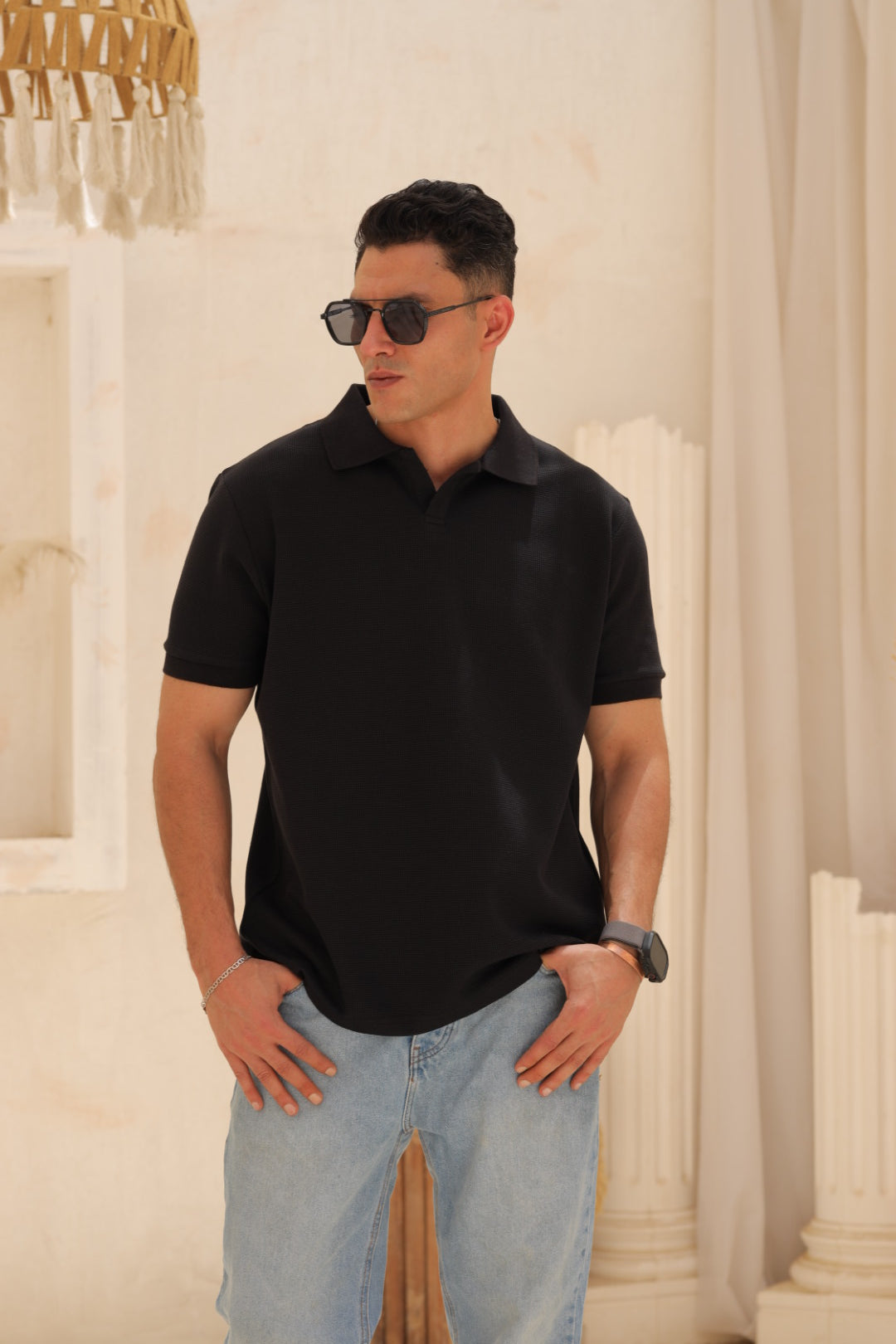 Buttonless Polo - Black