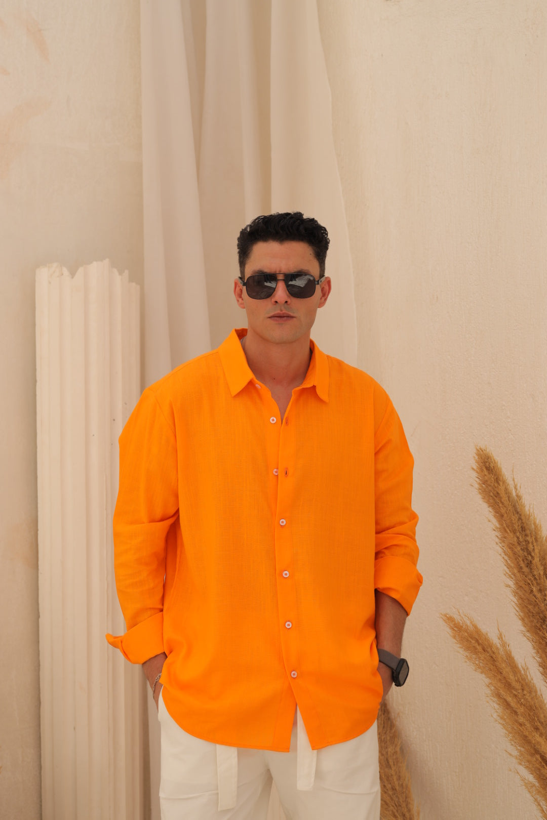 Linen Shirt - Orange